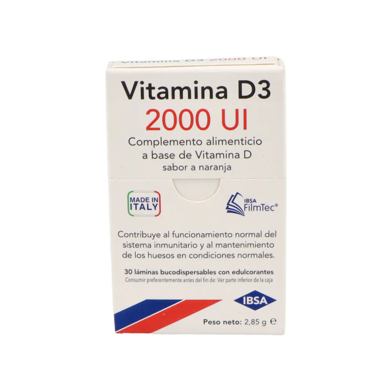 VITAMINA D3 2000 UI 30 LAMINAS BUCODISPERSABLES SABOR NARANJA