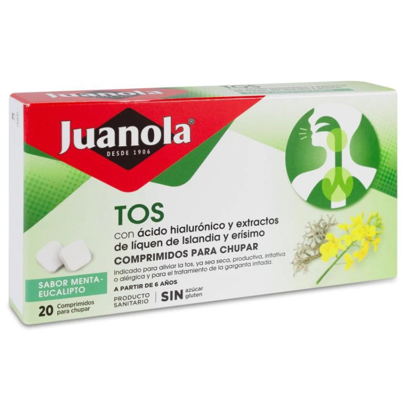 JUANOLA TOS 20 COMPRIMIDOS PARA CHUPAR SABOR MENTA EUCALIPTO