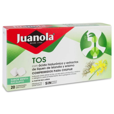 JUANOLA TOS 20 COMPRIMIDOS PARA CHUPAR SABOR MENTA EUCALIPTO