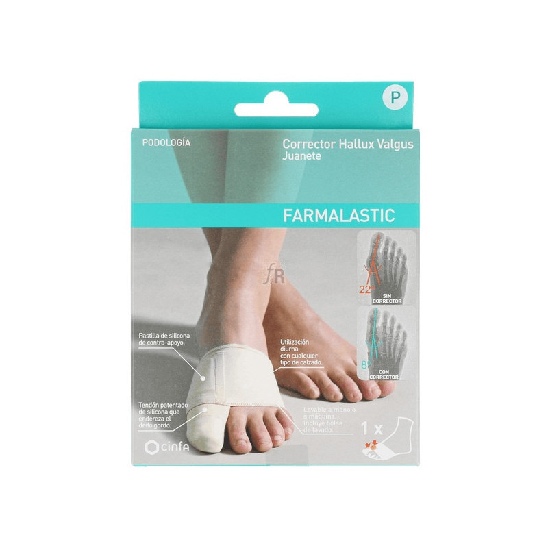 CORRECTOR DE DIA JUANETE FARMALASTIC PIE DERECHO 1 UNIDAD TALLA PEQUEÑA
