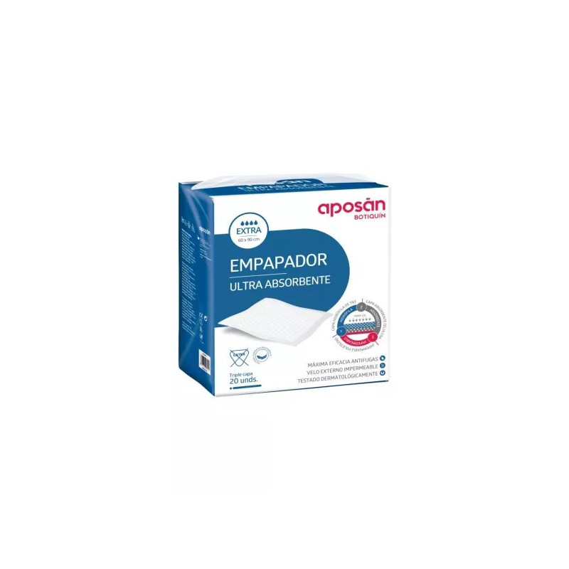 EMPAPADOR ULTRA ABSORBENTE APOSAN 20 UNIDADES 90 CM X 60 CM