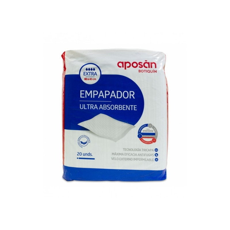 EMPAPADOR ULTRA ABSORBENTE APOSAN BOTIQUIN 20 UNIDADES 60 CM X 40 CM