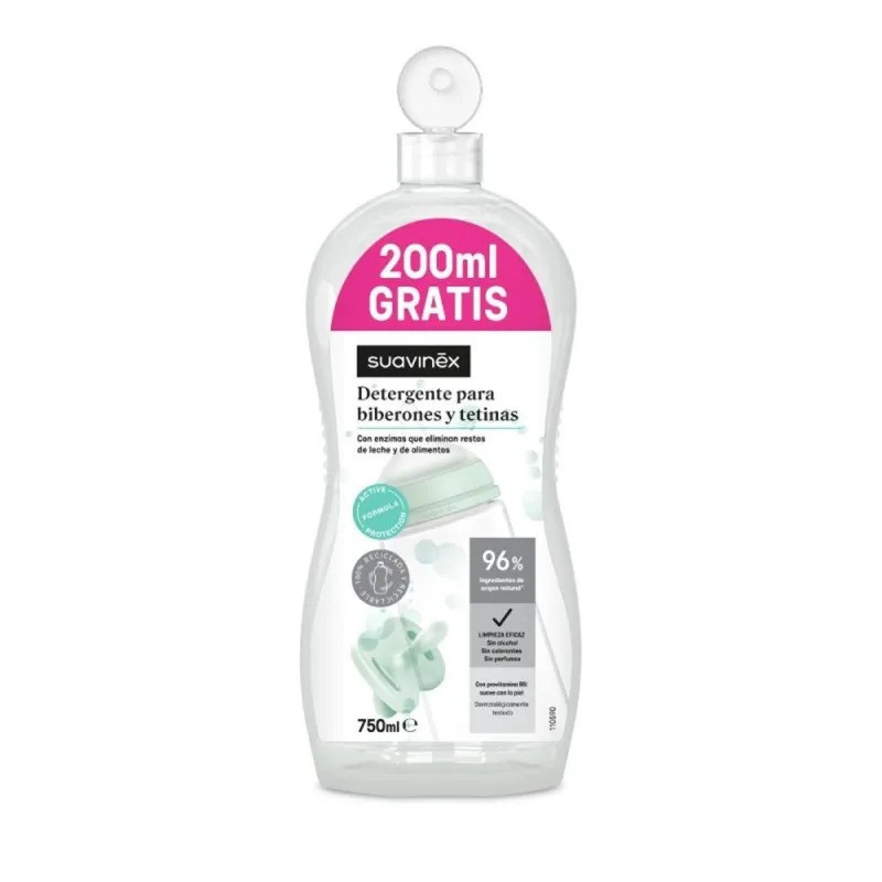 SUAVINEX DETERGENTE TETINAS Y BIBERONES 1 BOTELLA 550 ML + 200 ML FREE