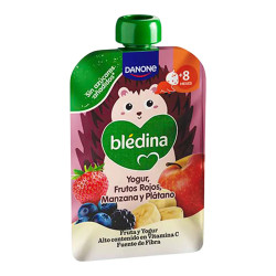 BLEDINA POUCH YOGUR FRUTOS ROJOS MANZANA Y PLATANO 1 POUCH 100 G