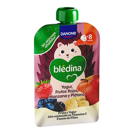 BLEDINA POUCH YOGUR FRUTOS ROJOS MANZANA Y PLATANO 1 POUCH 100 G