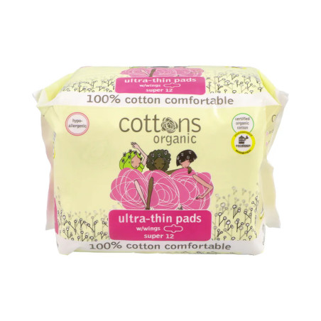 COMPRESAS HIGIENICAS FEMENINAS COTTONS ULTRAFINA SUPER 12 U
