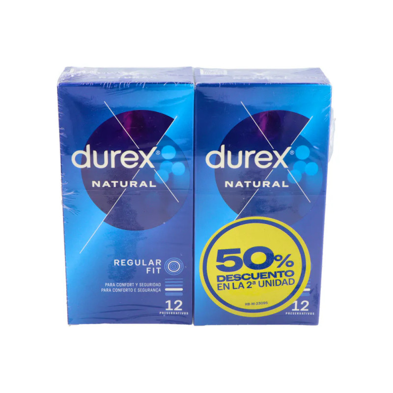 DUREX NATURAL PLUS PRESERVATIVOS 12 PRESERVATIVOS 2 CAJAS 50 %