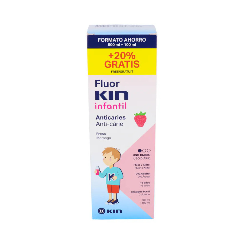 FLUOR KIN ENJUAGUE INFANTIL FRESA 500 ML