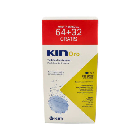 KIN ORO TABLETAS LIMPIADORAS LIMPIEZA PROTESIS DENTAL 64 + 32 TABLETAS
