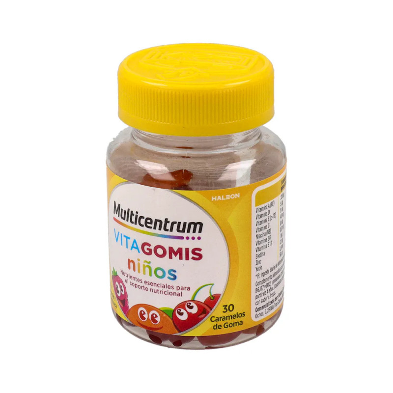 MULTICENTRUM VITAGOMIS NIÑOS 30 CARAMELOS DE GOMA SABOR FRUTOS CEREZA NARANJA Y FRESA/FRAMBUESA