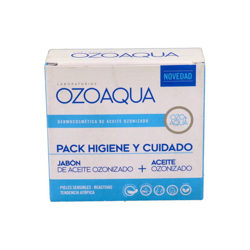 OZOAQUA PACK HIGIENE Y CUIDADO 1 ENVASE 15 ML ACEITE OZONIZADO + 1 ENVASE 100 G JABON DE ACEITE OZON