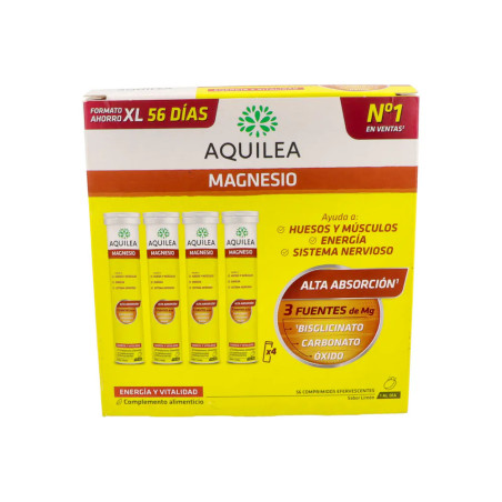 AQUILEA MAGNESIO 375 MG 56 COMPRIMIDOS EFERVESCENTES SABOR LIMON FORMATO XL