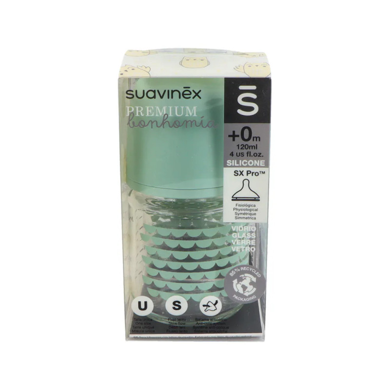SUAVINEX BIBERON VIDRIO BOCA ANCHA TETINA REDONDA 120 ML